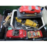 A Small Collection of Playworn Diecast Model Vehicles, by Burago, Polistic, Schuco, Dinky, etc, most