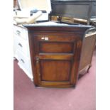 A XIX Century Oak Corner Wall Cupboard, with two panelled doors and two fixed inner shelves, 70cm