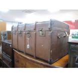 John Ross Travel Trunk, hessian covered with inner tray and wooden enforcers, approximately 93cm