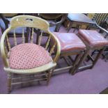 Pair of Circa 1930's Office Stools, one of which marked 'Surveyors', 60cm high, spindle backed