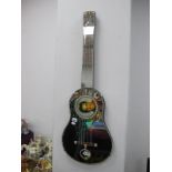 A Rare 1980's Elvis Presley Guitar Shaped Mirror, with photo of Elvis and aperture for personal