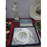 Aynsley 'Wild Tudor' Cake Plate and Knife, (boxed), fish knives and forks, G. Armani figurine.