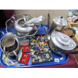 Three Piece Silver Plated Tea set, other silver plated tea set, other silver plated items,