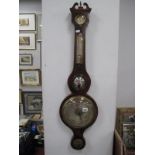 Luppi and Solcha, Hull XIX Century mahogany wheel barometer with boxwood stringing, swan neck top,