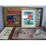 A George Best Print 27.5 x 19.5cm. 'Red Rum', 'The Game of Football', cigarette card montage,