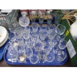 Fourteen Custard Glasses, early XX Century and XIX Century and later drinking glasses:- One Tray.