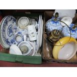 Table Lamps, Doulton 'Tapestry', other ceramics, glassware:- Two Boxes.