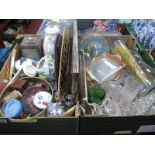 Glassware, hot water jug, kitchenware, etc:- Two Boxes.