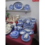 Copeland Spode Italian Blue & White Table Ware, of approximately fifty three pieces, including jugs,