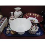 Coalport Three Footed Bowl, 26.5cm diameter, Masons 'Mandalay', Wedgwood, etc:- One Tray.