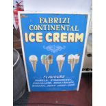 An Original 1950's Hand Painted Sign, advertising Fabrizi Continental Ice Cream, showing the