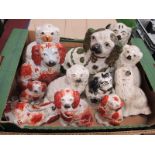 Staffordshire Pottery Dogs, the largest 29cm, mainly XIX Century. (13)