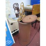 Terracotta Chimney Pot and Cover, carpet beater, copper scoop, shooting stick.