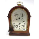 An Early XX Century Chiming Wurtemberg Mahogany Cased Mantle Clock, of arched rectangular form