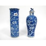 A Late XIX Century Chinese Porcelain Sleeve Vase, of cylindrical form, painted in blue with