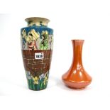A Foley 'Intarsio' Ware Pottery Vase, of tapered baluster form, designed by Frederick Rhead, printed