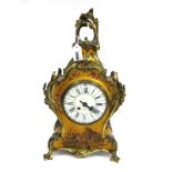 A Leroy & Fils Late XIX Century Mantel Clock, the rococo style case painted with a courting couple