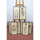A Set of Eight Japanese Early - Mid XX Century Pictures on Silk and Paper, depicting sages and other