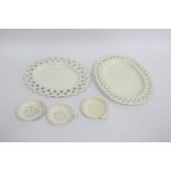 Three Yorkshire Creamware Pottery Egg Drainers, of circular form with pierced decoration, two with