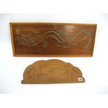 Ronald Butterfield; An Oak Relief Carved Plaque 'Ploughing', signed R. Butterfield, 23 x 46cm,
