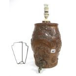 A Mid XIX Century Stoneware Brampton Pottery Barrel, with brass tap (converted to a table lamp), the