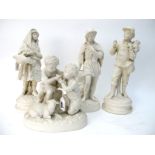 A Mid/Late XIX Century Parian Porcelain Group, modelled as two cherubs, one holding a shell with a