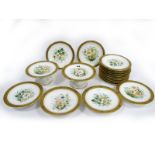 A Mid/Late XIX Century English Porcelain Dessert Service, each piece painted with floral sprays