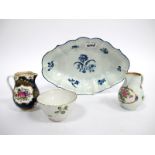 An XVIII Century Worcester Porcelain Dish, of shaped oval form decorated in blue with floral