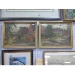 F North, Sheffield Artist 'Down Uppernorth', pair of watercolours 24.5 x 33cm.