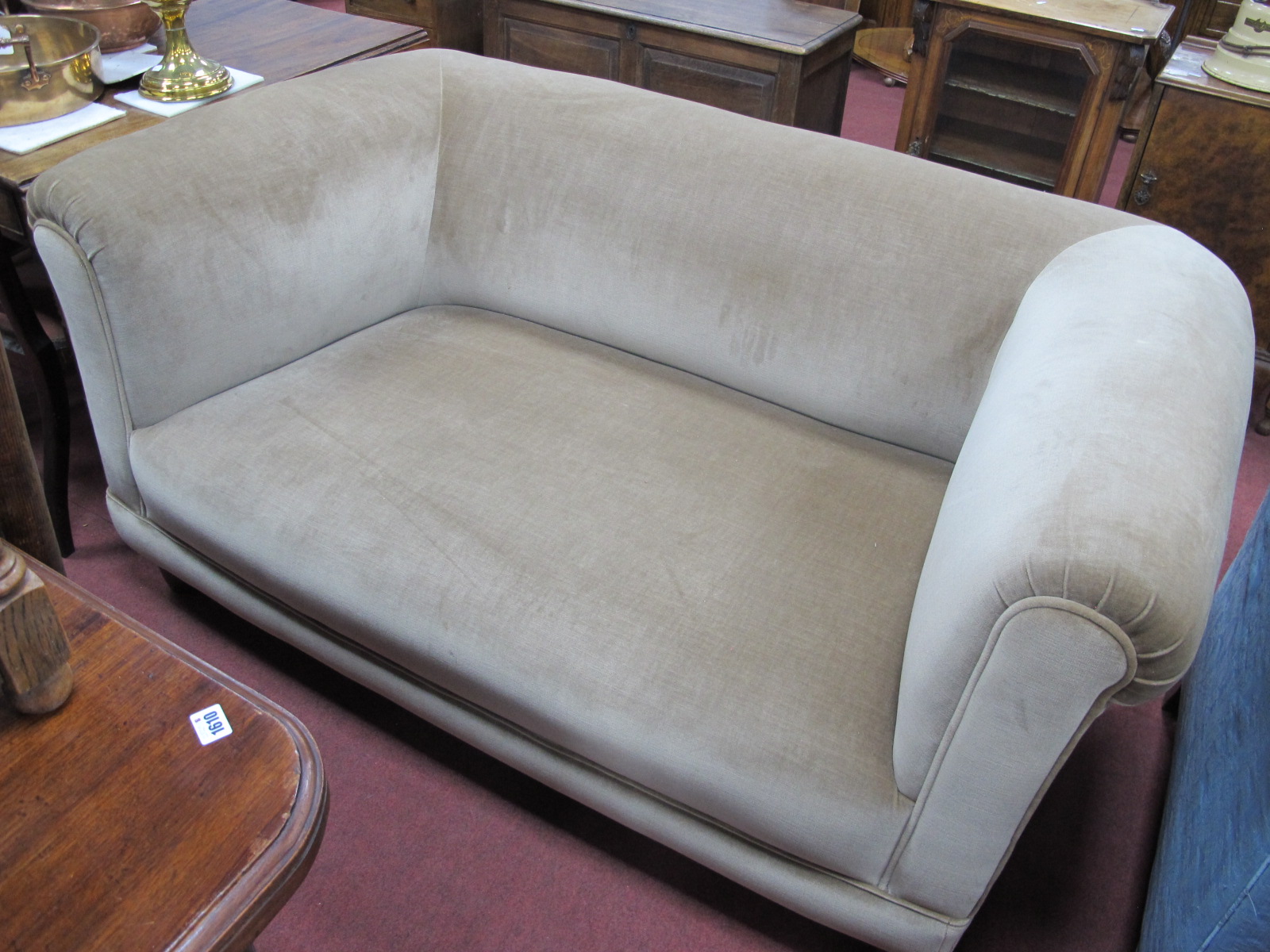 A Light Coloured Gold Two Seater Settee, 142cm long.