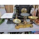 Early XX Century W & T Avery Ltd, Scales, with a pottery pan, together with one other XX Century