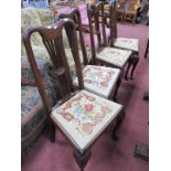 A Set of Early XX Century Mahogany Dining Chairs, with pierced splats drop in seats, on cabriole