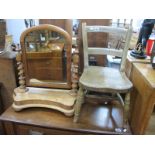 A Child's School Chair, XIX Century dressing table mirror. (2)