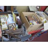 Fishing - hooks, fly tying materials, tinsel, feathers, cottons, scissors, books, etc.