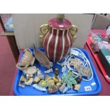 Wade - 'Empress' Lamp, Mayflower Snippet No 1, long boat, Whimsies, etc:- One Tray.