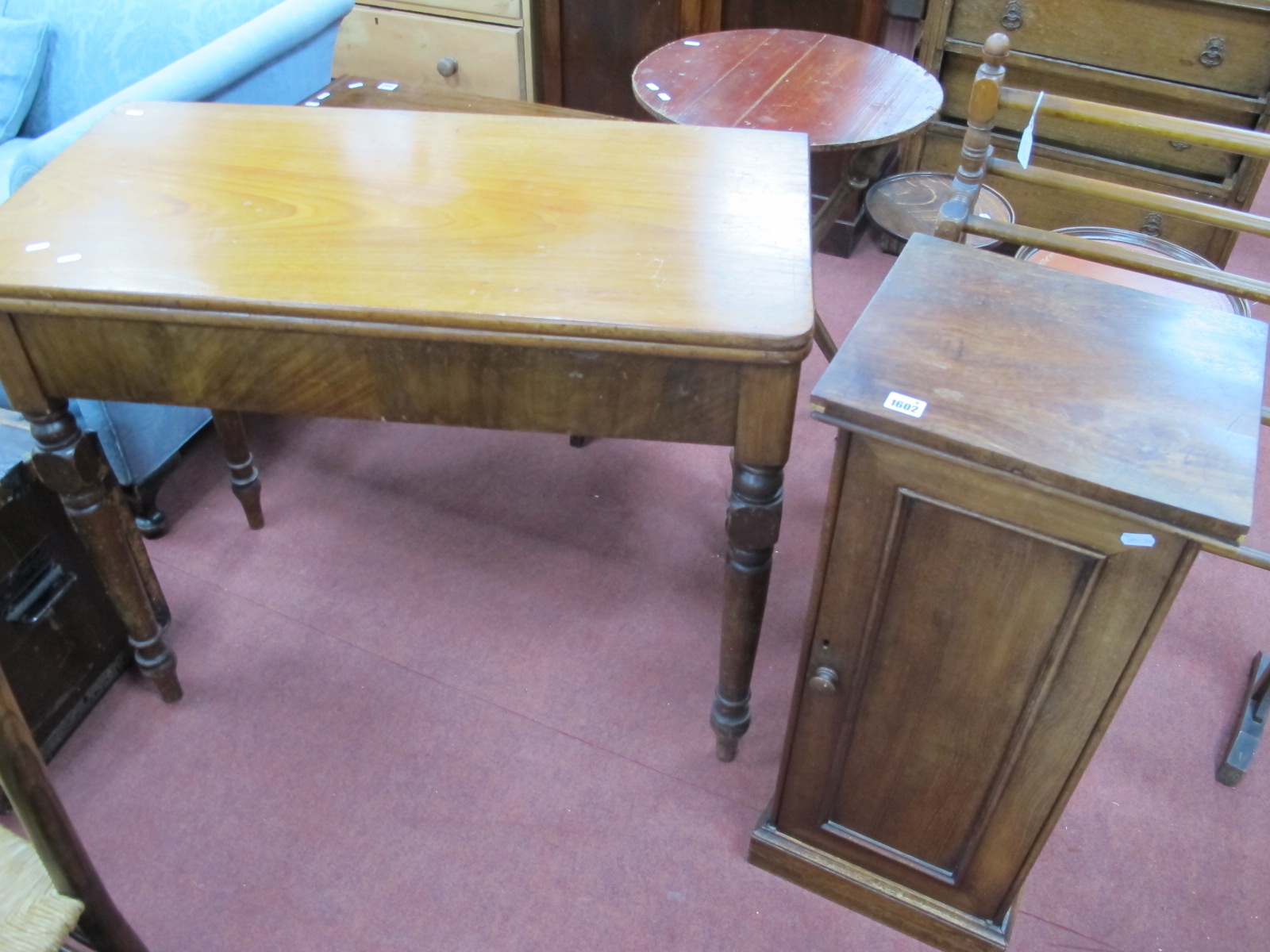 A XIX Century Mahogany Pot Cupboard, with a panel door and plinth base, 81cm high, together with a