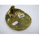 Arthur Rubenstein Art Nouveau Brass Dish, featuring nude maiden, signed to back, approximately
