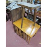 A Cutler's Stool, with quadrilateral top on three legs. Nest of teak tables. (2).