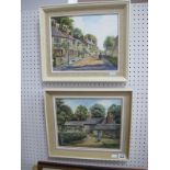 K Bagon (Sheffield Artist), Norton Post Office and Norton Lees Lane, pair of oils on board, signed