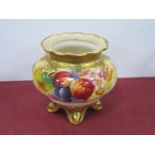 Royal Worcester Kitty Black Hand Painted Pot Pourri Jar, of lobed bulbous form featuring berries and