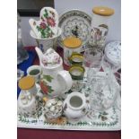Portmeirion 'Botanic Garden' Kitchen Jars, vases, clock, tray, two small teapots, six glasses, etc