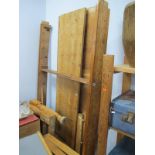 A Large Pine Kitchen Table, with end drawers, on turned legs, bun feet, 228 cm x 72cm.