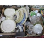 Royal Vale China Longton, cups, saucers, dessert plates, Burleigh ware plates, service dishes,