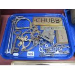 Hobbs Co Brass Sliding Lock Plate, Hobb's Co London Keys, Collinson Co master key, brass Chubb