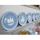 Wedgwood Jasper Ware Christmas Plates, from 1969, 70, 71, 73, 74, 75, 76, 77, 78, 2001 some boxed,