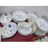 Royal Copenhagen Mussel Malet Blue Fluted Dinner Service, of thirty six pieces including two