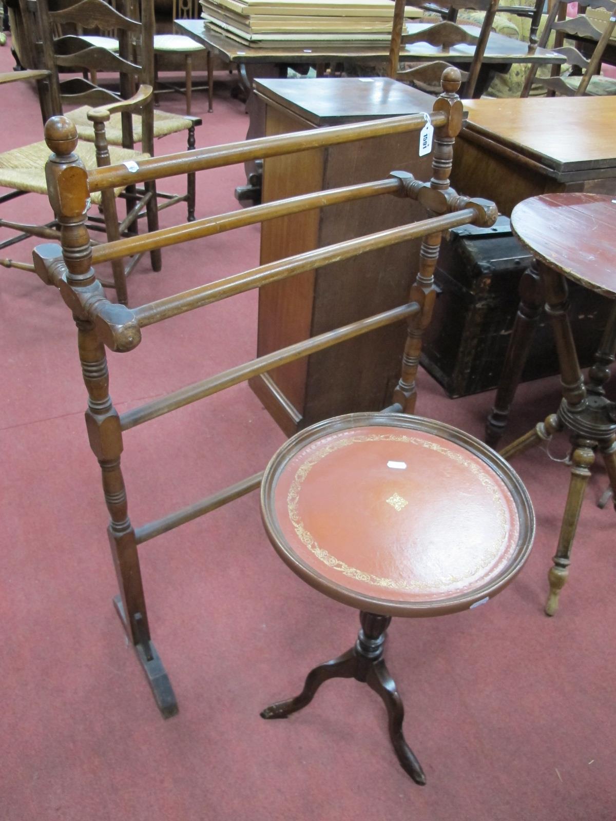 XIX Century Towel Rail; together with a wine table. (2)