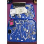 Two Trays of Modern Diamanté and Other Costume Jewellery, including "925", etc.