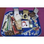 A Mixed Lot of Assorted Costume Jewellery, including a hallmarked silver Blue John pendant on a fine