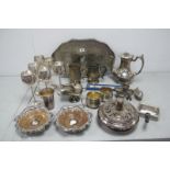 Assorted Plated Ware, including Arts & Crafts style lidded pot pourri, decorative pair of plated